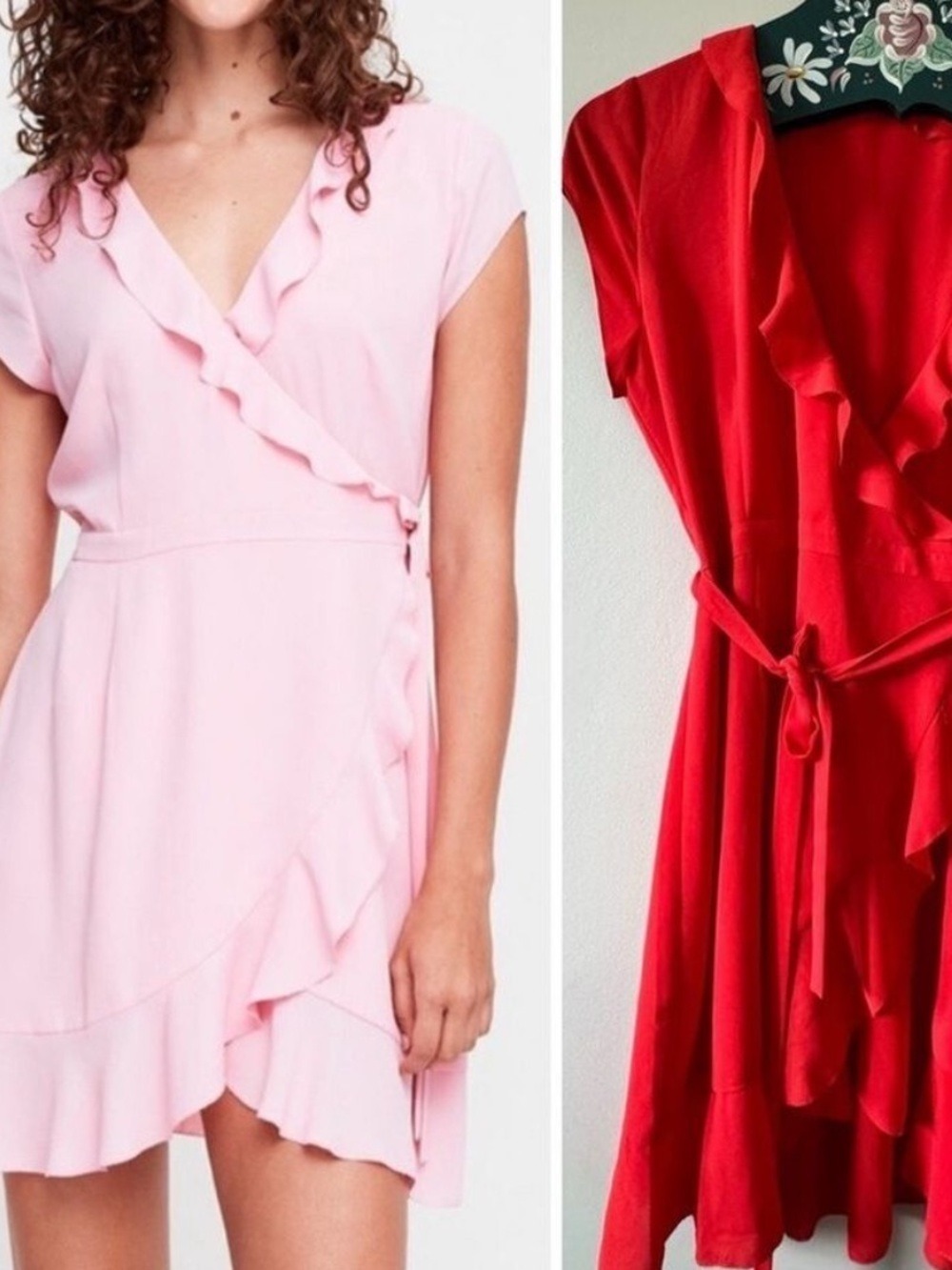 Sunday Best Red Ruffled Wrap Sundress. size 4